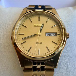 Never Worn Seiko Solar Men's Watch with Full Length Bracelet SNE036